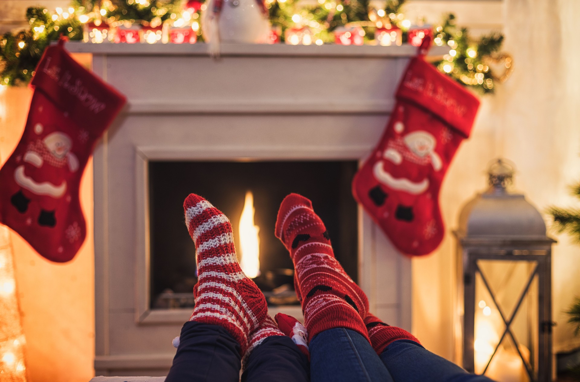 Warming and Relaxing Near Fireplace for The Christmas Holidays